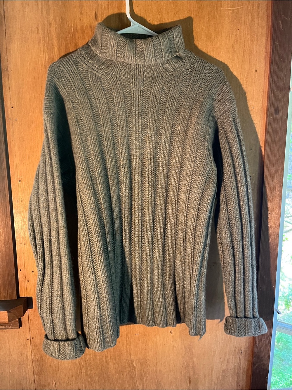 Polo by Ralph Lauren Gray Ribbed Turtleneck Hand Knit Cashmere Sweater, Large